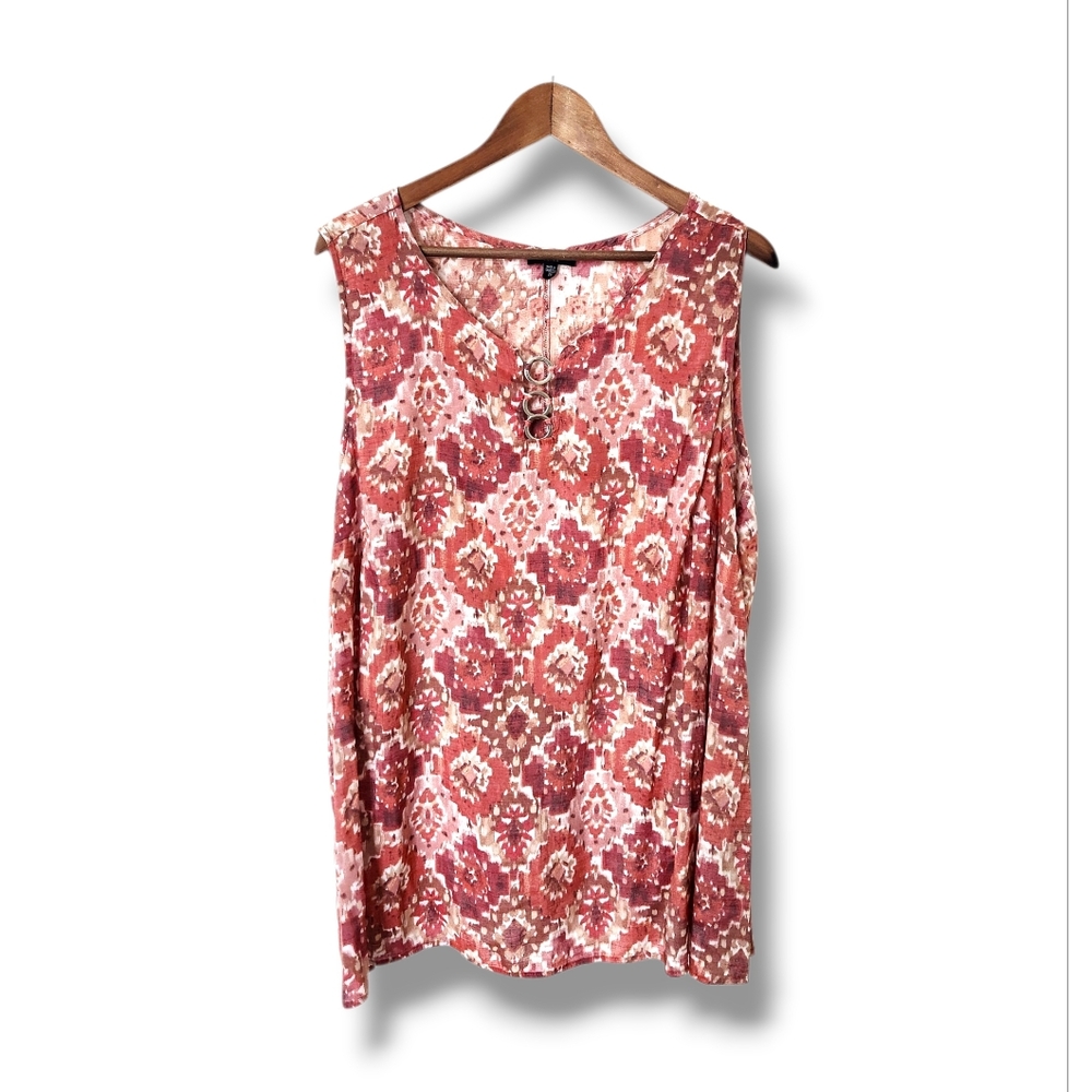 Cocomo Woman Boho Style Sleeveless Y-Neck Top | 2X